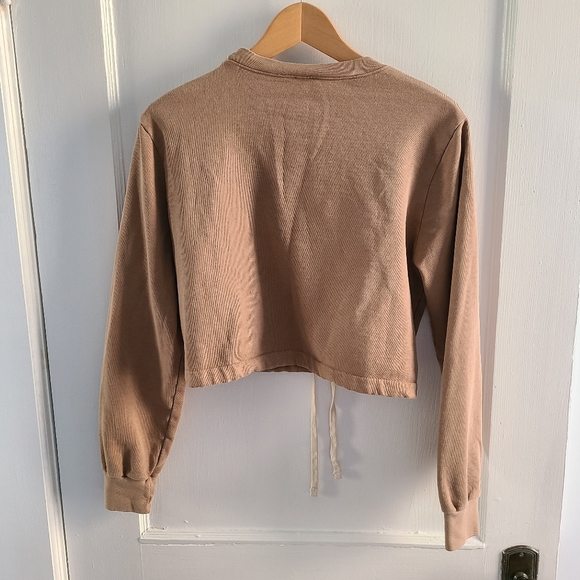 American Apparel Small French Terry Cropped Sweater Brown - Picture 2 of 8